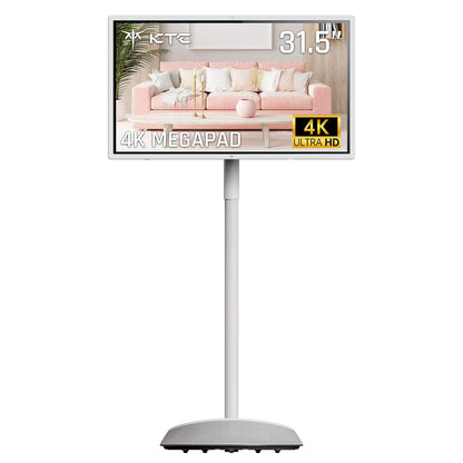 KTC 32" 4K Smart Portable TV MEGAPAD, Google EDLA Certified, UHD Touchscreen Rolling TV on Wheels with Speaker & Camera, 16G RAM+256G Storage, Built-in Battery, Full Swivel Rotation, Remote Control