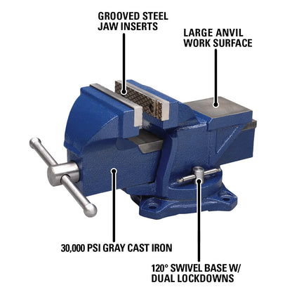 Wilton General Purpose Bench Vise, 4" Jaw Width, 3" Max Jaw Opening, 2-1/4" Throat (11104)