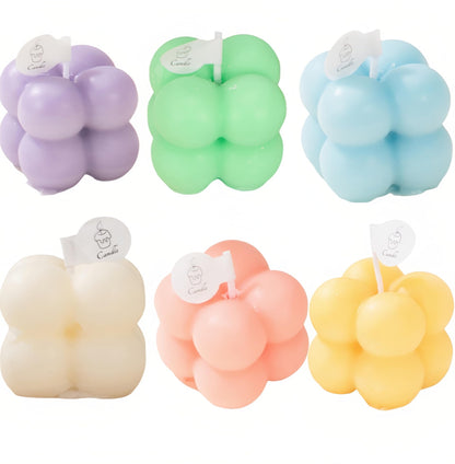 6-in-1 Mini Soy Wax Candles Gift Set – Eco-Friendly Aromatherapy, Lavender/Peach/Sea Salt Scents, Bubble Shaped Decorative Candlestick，Premium Scented Candles for Relaxation/Meditation for Home