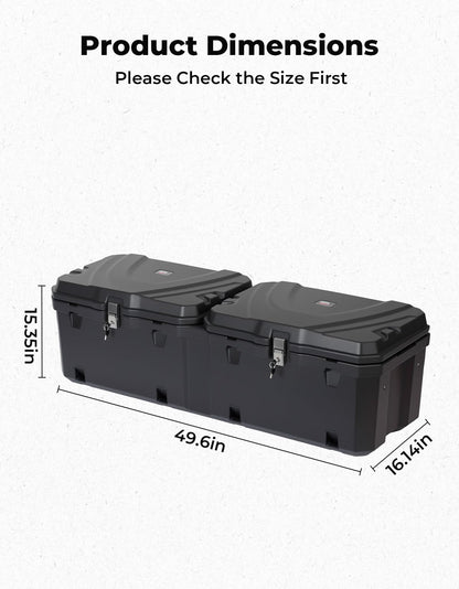 KEMIMOTO UTV Bed Storage Box 110L Compatible with Kawasaki Mule Pro FXR FXT FX DXT DX MX SX 4000, Waterproof Cargo Tool Box UTV Accessories