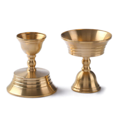 Brass Candlestick for Buddhist Temples Butter Lamp Holder Golden Tealight Candle Stand for Altars Decors Candleholder Brass Candle Base