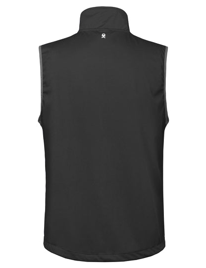 Little Donkey Andy Men's Lightweight Softshell Vest Windproof Sleeveless Jacket for Travel Hiking Running Golf Black L