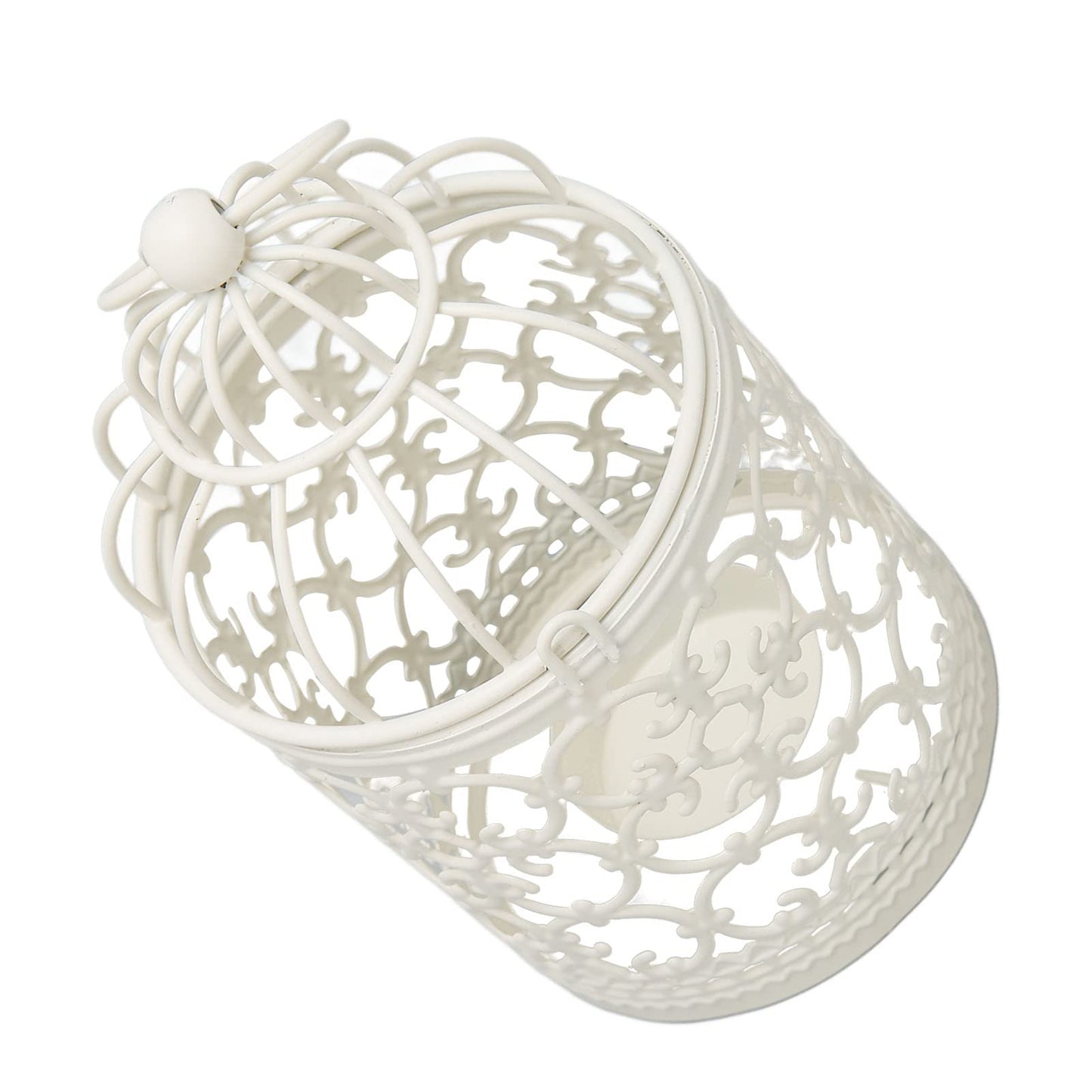 Tea Light Lantern Hollow Pattern Decorative Metal Bird Cage Candle Holder for Dining Table Wedding Party