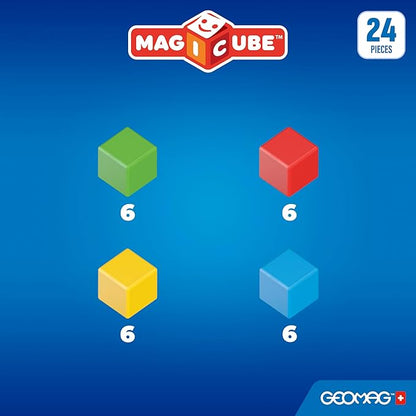 Geomag Magicube Magnetic Building Blocks for Toddlers Ages 1–5 Swiss-Made STEM Toy (24-Piece - Montessori)