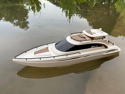 SOWOFA H139 Remote Control Boat Simulation Yacht Boat Model Lakeside Indoor and Outdoor Water Entertainment 15Km/h Cruise Ship Model Suitable for Adults 14+（Dual Battery Version）