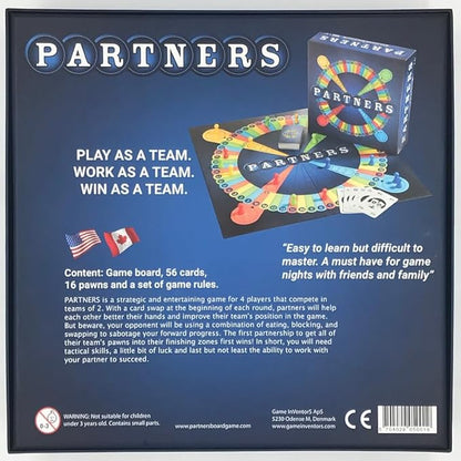 PARTNERS Board Game | 1st USA Edition | A 4 Player Strategy Board Game Played in Teams of 2 | Perfect for Game Night with Family Friends Adults Teens All Ages