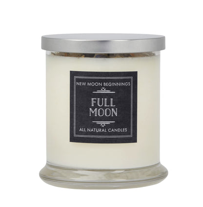 New Moon Beginnings Full Moon Candle - Purification & Cleansing - Floral, Citrusy, Warm, Sweet - Jasmine, Violet, Bergamot - 12oz Glass Jar