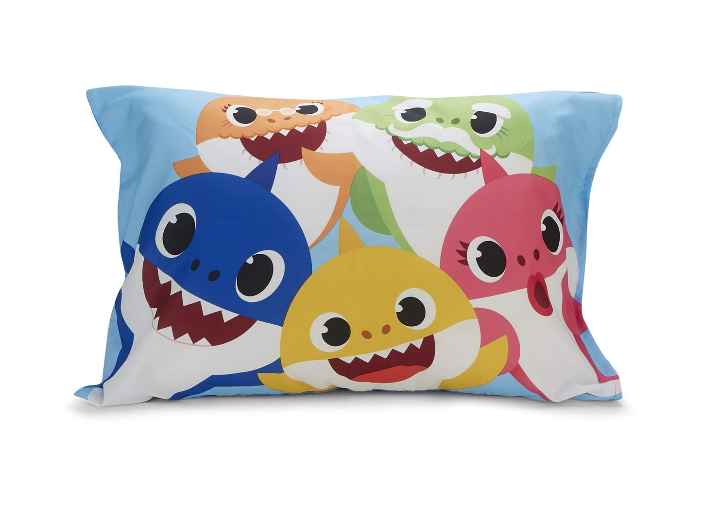 Baby Shark 4-Piece Toddler Bed Set including Super Soft Matching Sheets Set, Pillowcase, and Reversable Comforter For Boys and Girls - (Offical Product)
