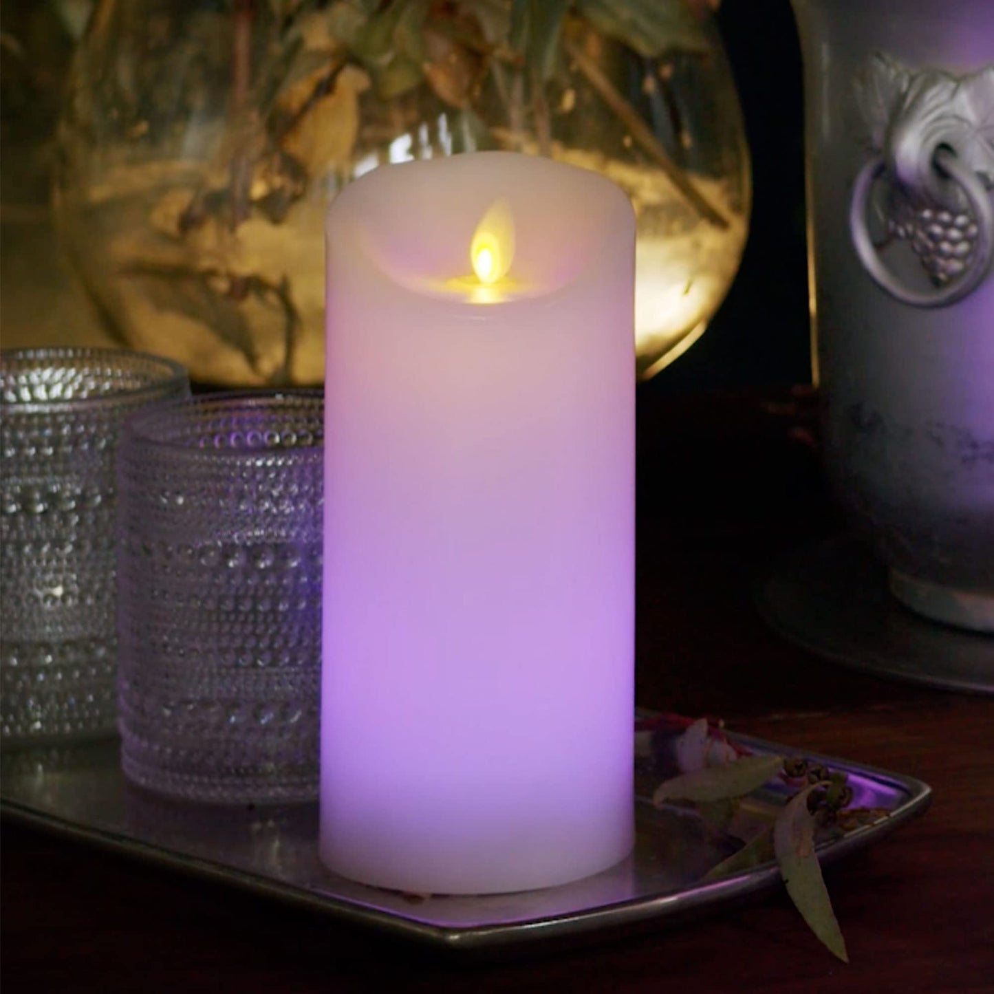 Luminara Flameless Color Changing LED Candle 3" x 6.5", Real Wax Moving Flame, Battery Operated w/ 18 Button Remote, Unscented Safe