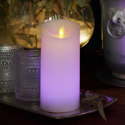 Luminara Flameless Color Changing LED Candle 3" x 6.5", Real Wax Moving Flame, Battery Operated w/ 18 Button Remote, Unscented Safe