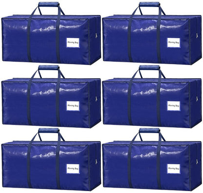 6 Pack Large Moving Bags Heavy Duty – Reusable Storage Bags with Zippers & Handles | Extra-Large Packing Bags for Moving Boxes, Clothes, Bedding, Holiday Décor & Home Storage