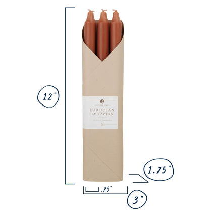 Northern Lights Candles - 12" 6pk Tapers - Terra Cotta - 73259