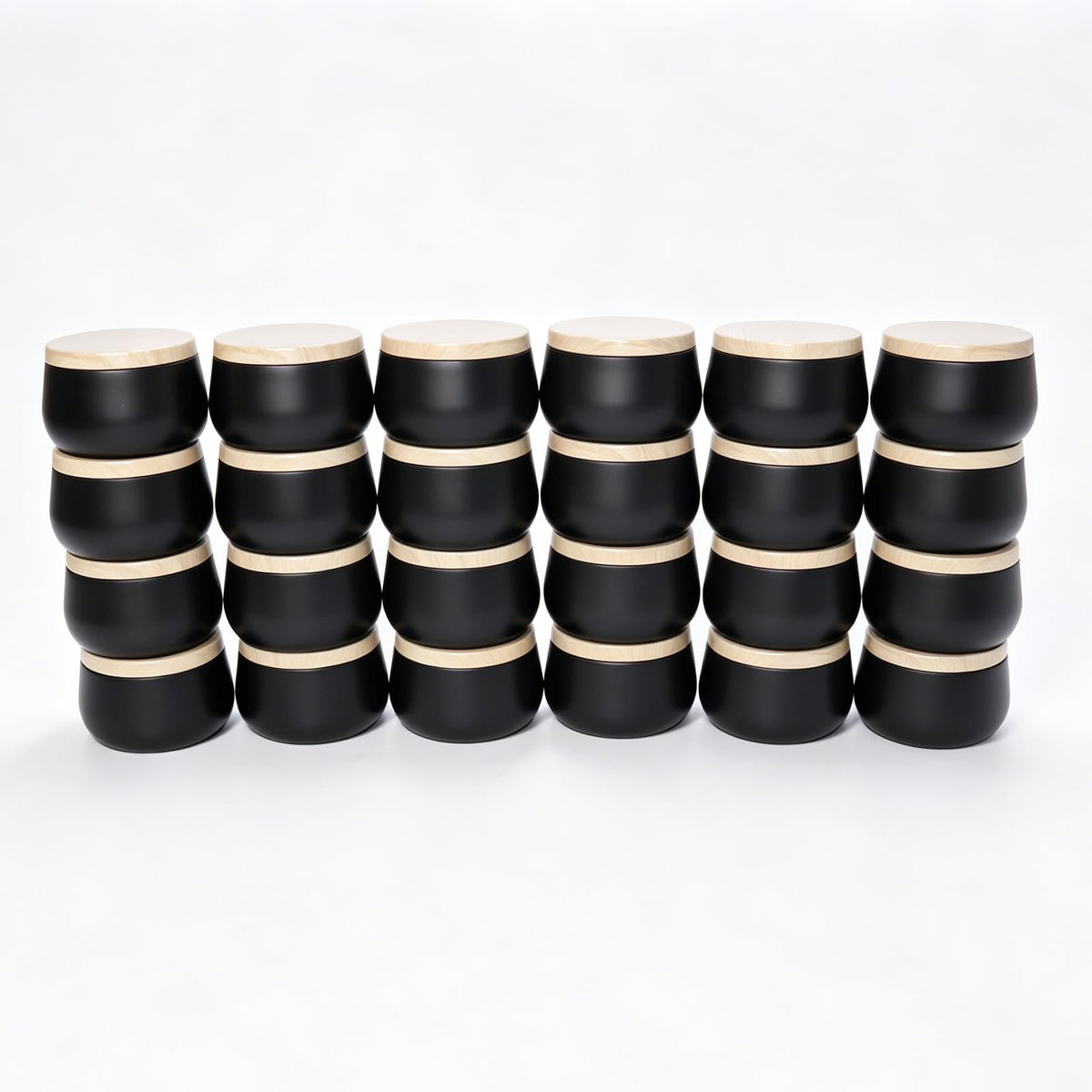 24 Pack 8 oz Candle Tins, Matte Black Metal Candle Jars with Wood Grain Lids, Empty Candle Containers Bulk for Candle Making Supplies, DIY Crafts, Storage & Gifts, Shatterproof Travel Vessels