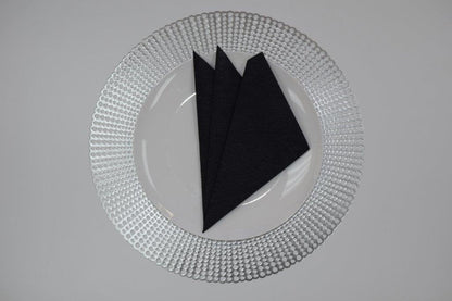 16" Round Placemats (Set of 4), 12 Prefolded 3 ply Napkins, 2 Matching Taper Candles, 2 Glass Candle Holders (Black)