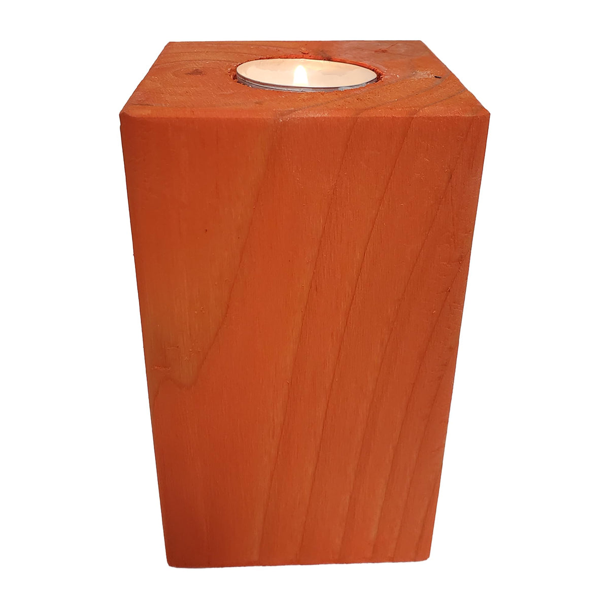 6" Farmhouse Candle Holder Black Pillar Candle Holder Tall Tea Light Candle Holders Block (Orange)