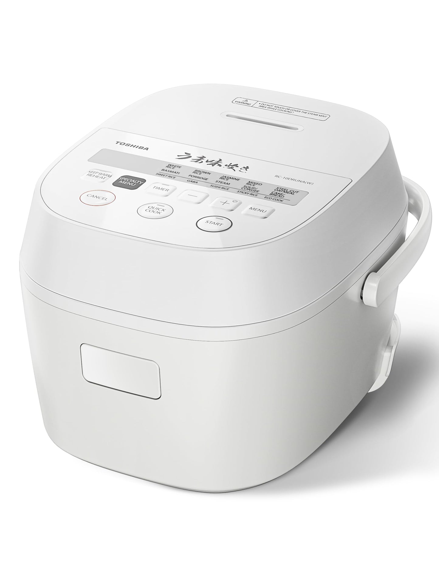 TOSHIBA OriginTaste Rice Cooker 5.5-Cup Uncooked, Fuzzy Logic, 15-in-1 Functions, Digital Display, Delay Timer, Keep Warm, Nonstick Inner Pot, White