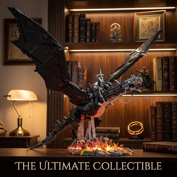 The Rings Dragon Beast Building Set for Adults 80cm Big Dragons with Witch King Figure &amp Display Ideas Movie Cool Classic Home Decor for Collectors (2199 PCS
