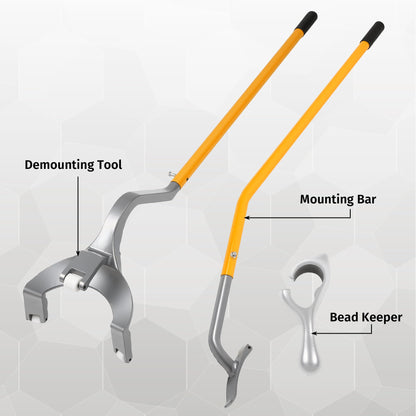 Tire Hammer Bead Breaker & Mount Demount Tool Set for 22.5-24.5 Semi Truck Bus Tires, Manual Tubeless Tire Changing Kit w/ Duck-Billed Wedge, 3-Piece Lever, Bead Keeper - Heavy Duty for Car Repair