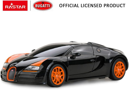 RASTAR RC Car | 1:24 Bugatti Veyron 16.4 Grand Sport Vitesse Radio Remote Control Racing Toy Car Model Vehicle Black/Orange