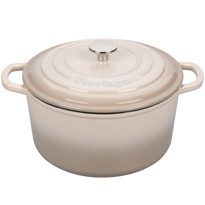VORRINGARD Enameled Cast Iron Dutch Oven Pot with Lid, for Sourdough Bread Baking, Round Dutch Ovens, 4.5 Quart, Latte