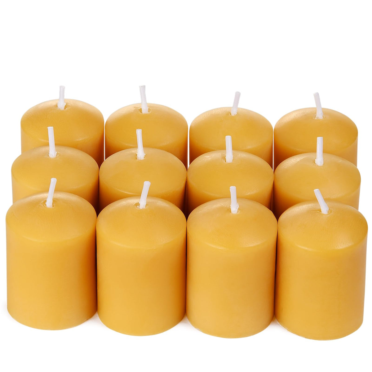 Beeswax Votive Candles-12 Pack Natural Small Votives Set for Home Room Decor Party Wedding Spa Gift