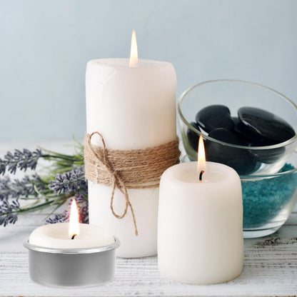 DOITOOL 20Pcs Metal Tealight Cups Round Tea Light Tins Cups DIY Empty Candle Jars Decorative Candleholder for Christmas Wedding Table Decoration