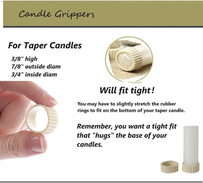 Pack of 24 Rubber Candle Hugger Grippers - Candle Holders for Taper Candles and Candle Cups - Stay Put Candle Grips Keep The Candles Upright and in Place