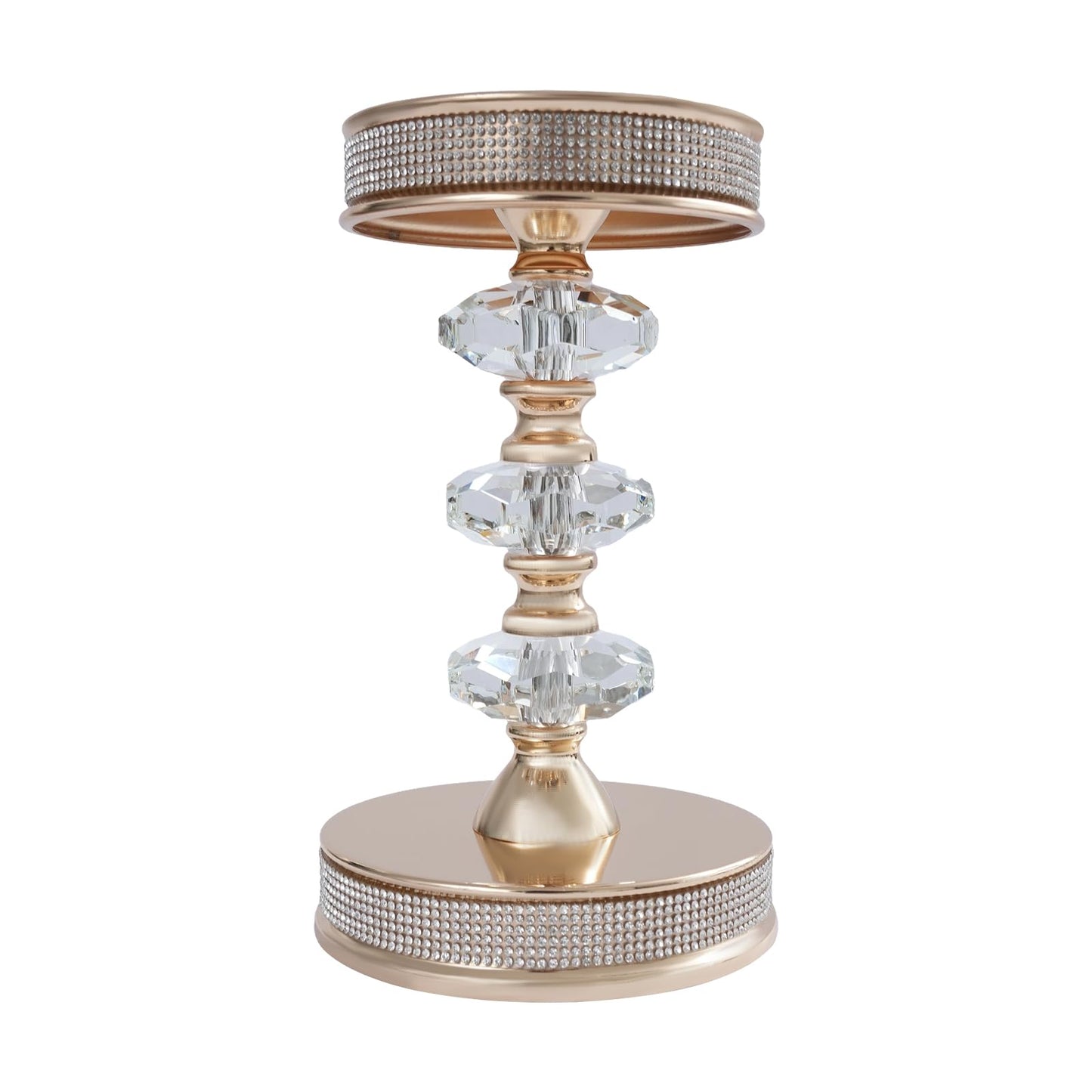 Candle Holder, Crystal Candlesticks Holder Set, Tabletop Pillar Candle Holders for Wedding, Parties, Events, Chirstmas, Home Decor, Table Centerpieces (Gold 03, L)