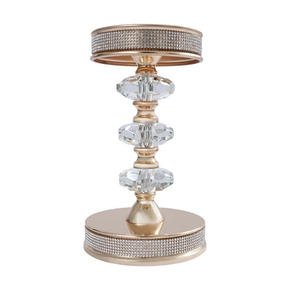 Candle Holder, Crystal Candlesticks Holder Set, Tabletop Pillar Candle Holders for Wedding, Parties, Events, Chirstmas, Home Decor, Table Centerpieces (Gold 03, L)