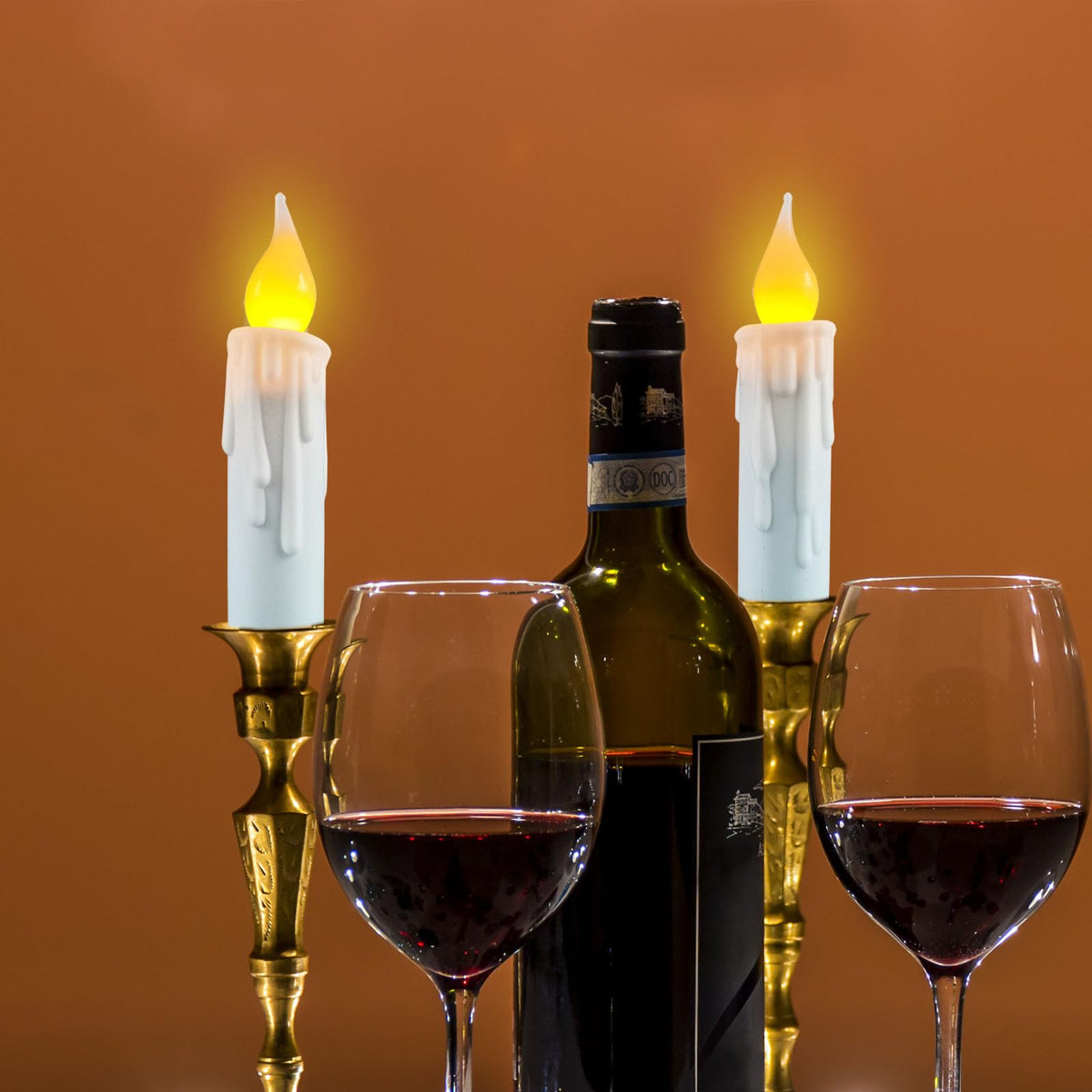Short Flameless Taper Candles with Flickering Flame Realistic 6 Hour Timer,Small White Battery Operated LED Candlesticks for Christmas Halloween Decor,Set of 4 PCS