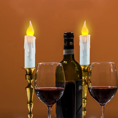 Short Flameless Taper Candles with Flickering Flame Realistic 6 Hour Timer,Small White Battery Operated LED Candlesticks for Christmas Halloween Decor,Set of 4 PCS