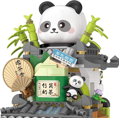MindBox City Tea House Building Blocks Set Openable Panda Construction Tea Shop Building Toys for Boys Girls Age 8+ 860pcs Mini Bricks