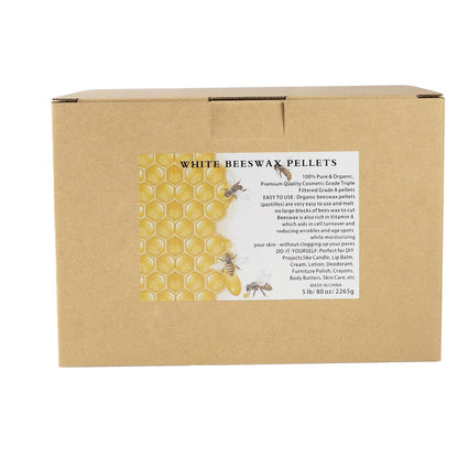Grcdoyvl Natural White Beeswax Granules (5-Pound) | Unrefined Pure Material for DIY Projects | Candle Making, Skin Care, Lip Balm, Soap Base | Organic Beeswax Pellets