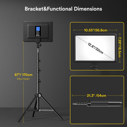 RALENO 13" LED Video Light, 2-Pack Bi Color Photography Lighting Kit with 75" Stand & Phone Clip, CRI 95+ Studio Lights with 8000mAh Built-in Battery for TikTok/YouTube/Live Streaming/Videography