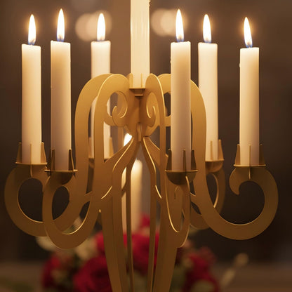 AIM & GGKK 7 Arm Gold Metal Candelabra Candle Holders – Elegant Taper Candle Holders, Classic Candlestick Holder, Decorative Candelabra Centerpiece for Table & Home Decor