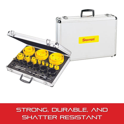 Starrett Smooth Cut Electricians Hole Saw Kit - 31 Piece Bi-Metal/Carbide Tipped/Cordless Smooth Cut Electricians Hole Saw Kit with Aluminum Case - KMX25061-N