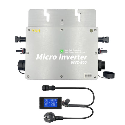 Y&H 600W Solar Grid Tie Micro Inverter with AC Data Monitoring Display Screen Waterproof IP65 MPPT DC28-50V PV Input AC80-160V Output for 24V 36V Solar Panel
