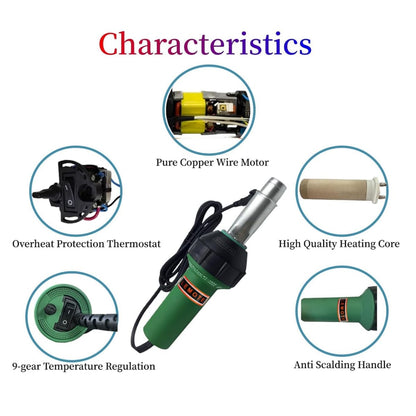 110V Hot Air Gun Welding Torch 1600W Heat Gun Plastic Welder Roofing Welder Kits PVC Welding Machine