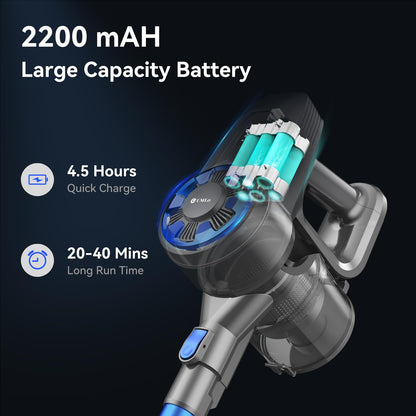 UML0 Cordless Vacuum Cleaner,8-in-1 Lightweight Stick Vacuum with Powerful Suction,Self-Standing,40 Mins Max Runtime,Rechargeable Vacuum Cleaners for Home,Hardwood Floor,Carpet,Pet Hair (Charcoal)