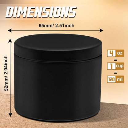 YJHSS 12-Pack Candle Jars, 4oz Candle Tins with Lids, Empty Metal Candle Jars for Making Candles Bulk Candle Containers - Full Black