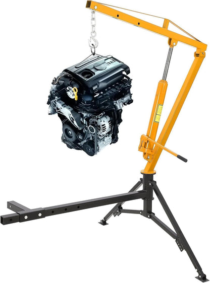 EliteEdge 1000 LBS Hydraulic Pickup Truck Crane, 360° Swivel Hitch Mounted Hoist with 3 Adjustable Booms, Truck Bed Crane for Lifting Engine, Deer, or Construction Goods