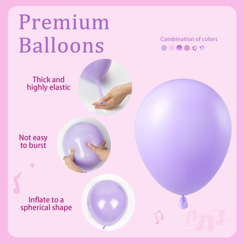 61pcs Pink and Purple Balloons, 12 Inch Purple Pink Confetti Latex Balloons, Metallic Balloon for Bridal Baby Shower Wedding Women Birthday Party Decorations