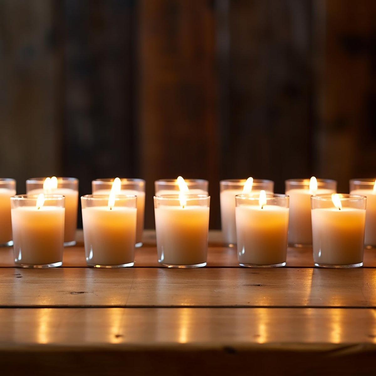 24 Pack Unscented Votives Candles in Glass- Ideal Gift for Wishing,Hydrotherapy, Wedding, Birthday, Holiday, Party,Votive Candles Bulk, Transparent Glass Filled, Wishing Candles