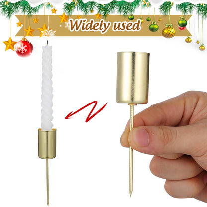 VOSAREA 5pcs Candle Holder Stakes Candlestick Liners Inserts Cups Wreaths Candle Stand with Spike for Pillar Tealight Wedding Flower Arrangement for Christmas Table Decor