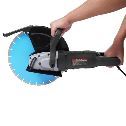 Electric Concrete Cutting Saw, 3000W 14In Wet/Dry Cutter Circular Saw with Water Pipe Water Pump Blade &Rolling Pulleys Power Cutter for Granite Porcelain Wood Concrete Stone Blue