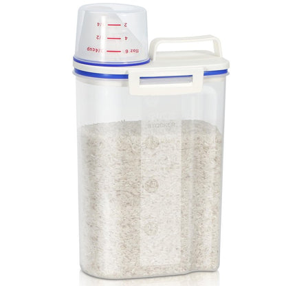 TBMax Rice Container 4 Lbs / 2 Kg Rice Dispenser with Measuring Cup, BPA-Free Plastic Kitchen Pantry Food Storage Holder for Oatmeal Flour Grain, Small Pet Cat Dog Food Container
