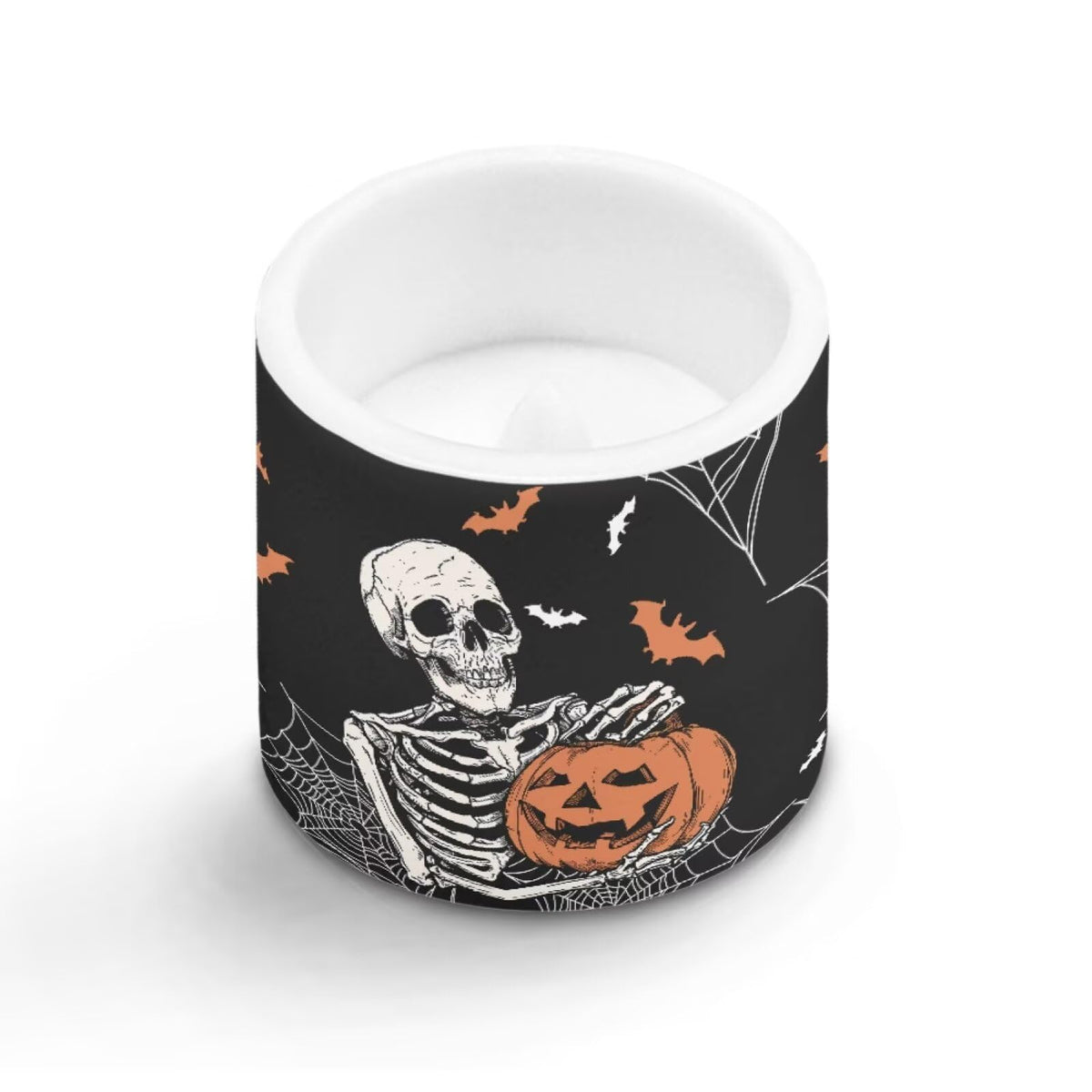 Merkmak Halloween Pumpkin Skeleton Flickering Flameless Candles with Remote Battery Operated Candles with Timer Control LED Pillar Tea Lights for Indoor Outdoor Banquet Party Home Decorations