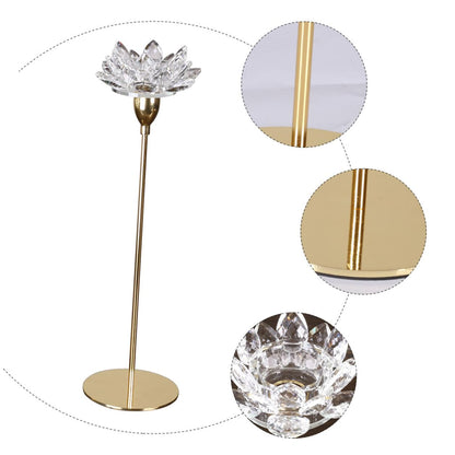 Abaodam Simple Metal Candle Stand Crystal Lotus Candle Holder Small Gold Decorative Candlestick for Dining Room Romantic Home Décor