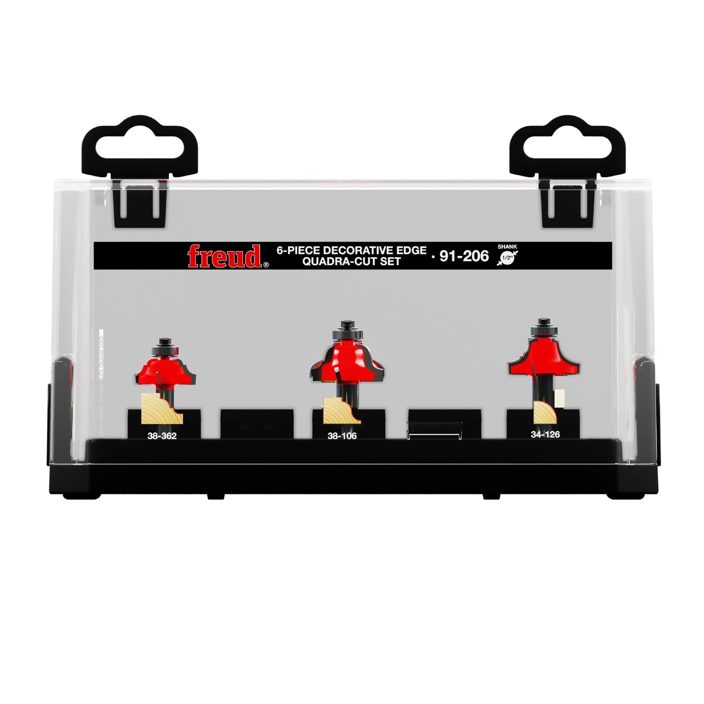 Freud 91-206: Six Piece Decorative Edge Quadra-Cut Router Bit Set