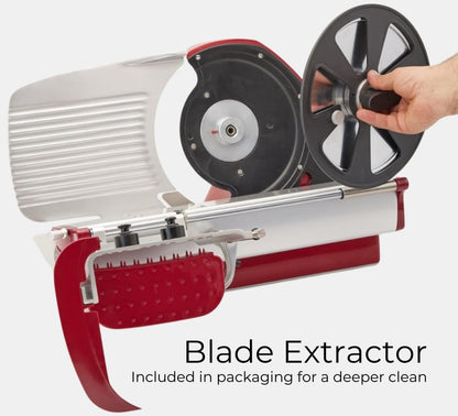 VBI Milano Home Line Plus 250 Electric Food & Meat Slicer in Red+ VBI Milano Home Line Cover+ Presenting Board Bundle